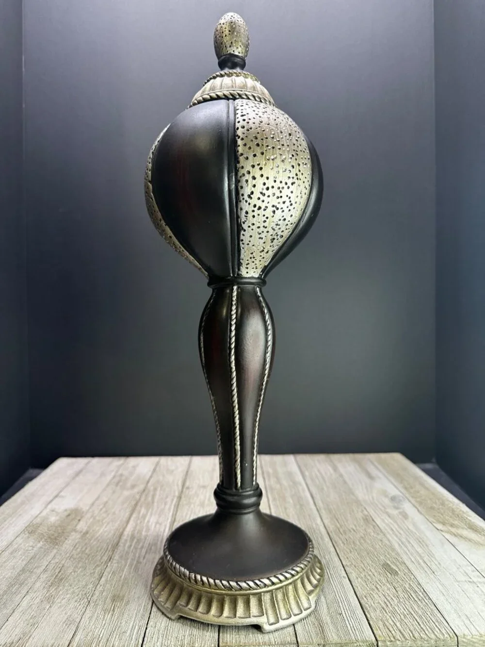 Vtg Decor Bronze Black Finial Accent Piece 16